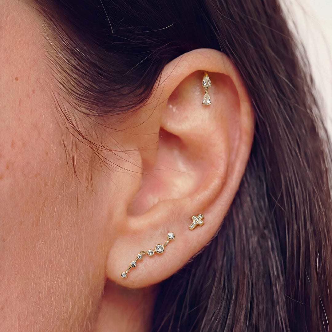The Elara Double Diamond Pear Drop Studs