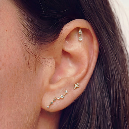 The Elara Double Diamond Pear Drop Studs
