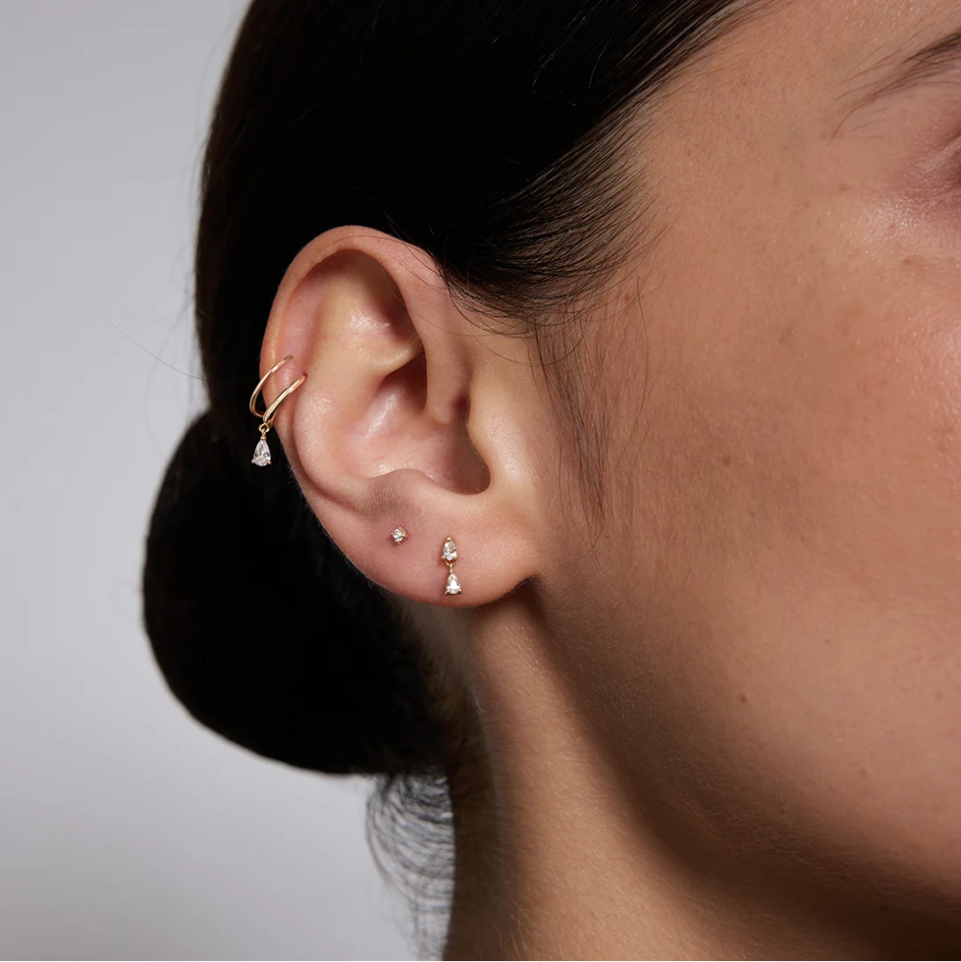 The Elara Double Diamond Pear Drop Studs
